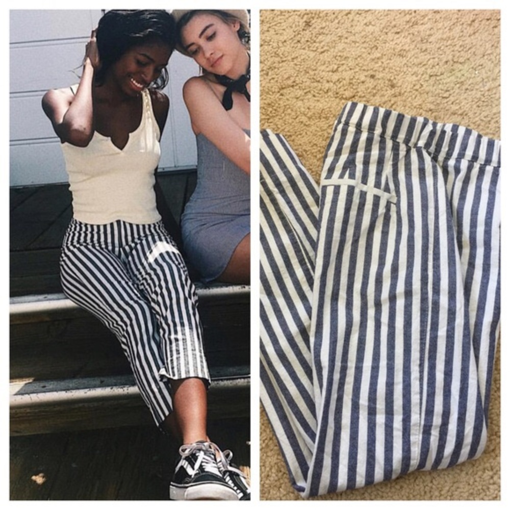 Brandy Melville blue white striped pants